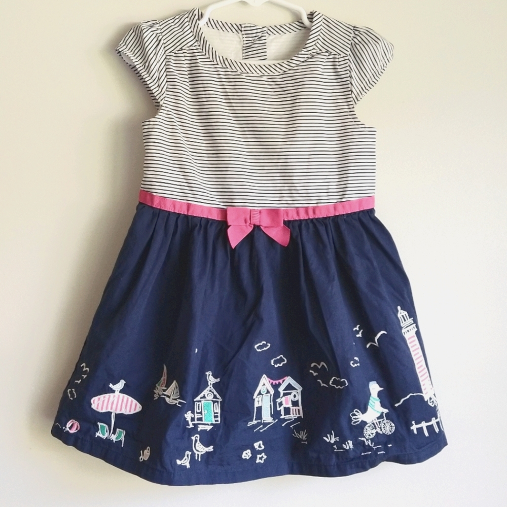 Gymboree 2T Coastal Stripe and Embroidery Dresss